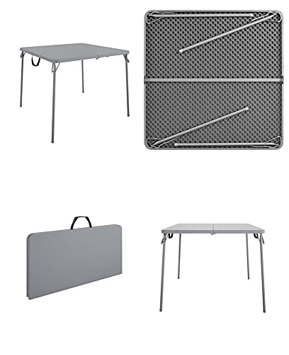 Cosco XL 38.5" Resin Fold-in-Half Card Table, Black, Wheelchair Accessible, Lightweight, Pinch-Free Locking System