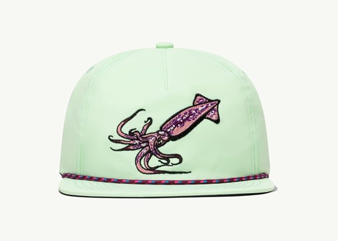 Bajío Flat Brim Fishing Hat – Marine Art Snapback Trucker Cap with Embroidered Ocean Design, Breathable and Coastal-Ready
