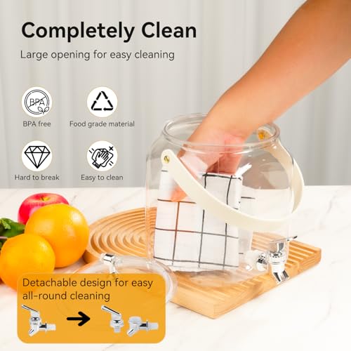 1 Gallon Beverage Dispenser - Leak proof Juice Dispenser Sealed Plastic Lemonade Dispensers with Anti-Rust Lids Drink Jug ...