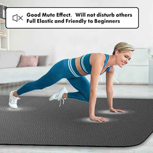 FrenzyBird Large Yoga Mat 6‘ x 4’ x 8mm ，Extra Wide Exercise Mat Large Exercise Mat Big Home Yoga Mat Pilates Mat,Non Slip,Thick,TPE Workout Mat,for Women & Men, Yoga, Pilates, Gym and Floor Workouts (Black-8mm)