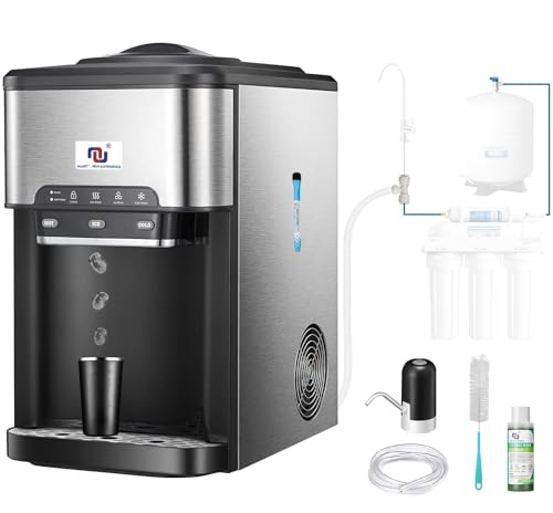NUNET 3-in-1 Ice Maker Water Dispenser Water Cooler Filled by Water Line w. 10ft Water Inlet Hose 1/2" &1/4" Connector Ho...