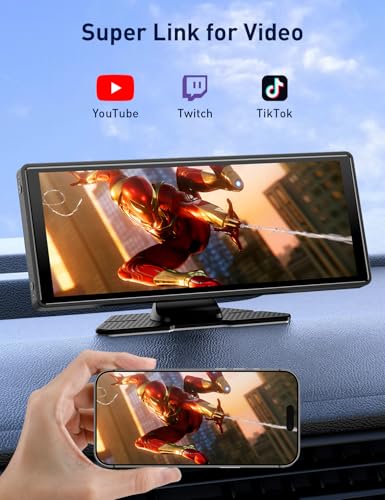 Wireless Apple Carplay Screen for Car, 10.26" HD Touchscreen Portable Android Auto Car Stereo with Bluetooth Car Radio Rec...