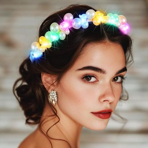 BARTOSI Light Up Pearl Headband Glow Headpiece LED Hair Accessories for Women and Girls