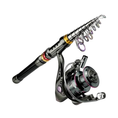 Fishing Rod 1.8-3.6m Carbon Fiber Pattern Fishing Rod and Reel Combo Super Hard Telescopic Fishing Pole Spinning Reel Kit ...