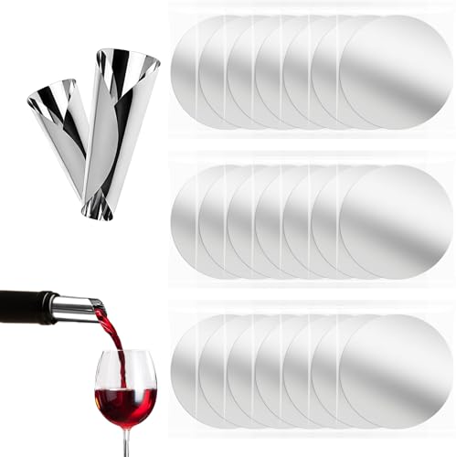 Cofimkate 30Pcs Individually Wrapped 3-Inch Wine Pourer Discs, Disposable Anti-Drip Liquor Pour Spouts for Wine & Liquor B...