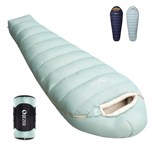 QEZER Down Sleeping Bag for Adults with 620 Fill Power Down Ultralight Mummy Backpacking Sleeping Bag