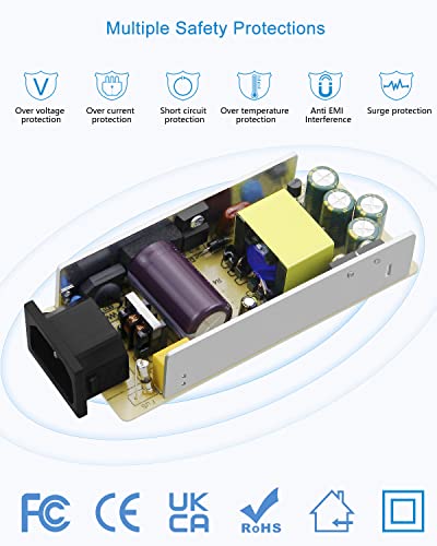 ALITOVE DC 12V 5A Power Supply Adapter Converter Transformer 60W AC 100-240V Input with 5.5x2.5mm DC Output Jack for 5050 ...