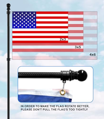 Sinyoeer 5 FT Carbon Fiber Flag Pole for Outside House, Heavy Duty Flag Pole for House, Porch, Wall, 1 Inch Flag Poles for...