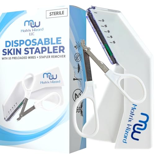 Disposable Skin Stapler (Suture Thread Alternative) with 55 Preloaded Wires Plus Stapler Remover Tool for Outdoor Camping ...