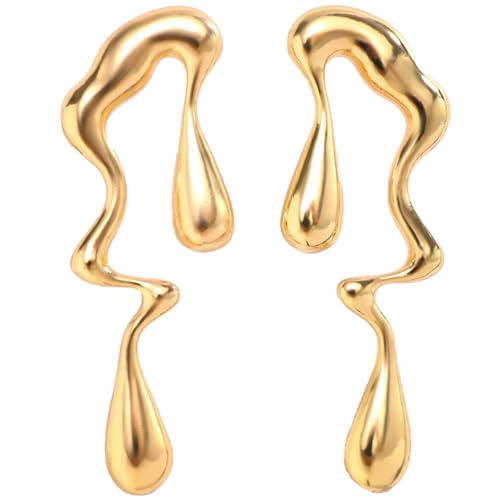 Irregular WaterDrop Earrings Melted Liquid Asymmetrical Drop Earrings for Women Embrace Minimalist Statement Earrings Jewelry