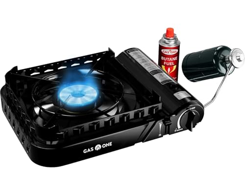 GasOne 15,000 BTU Propane or Butane Stove Dual Fuel Stove Portable Camping Stove - Patented - with Carrying Case Great for...