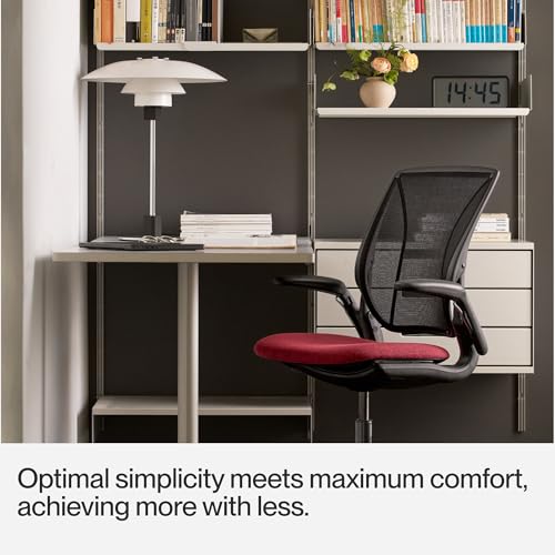 Humanscale World LM Black Catena Mesh Ergonomic Office Chair for Desk with Slate Gray Autumn Seat, Adjustable Simple Desk ...
