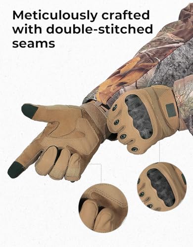 KEMIMOTO Tactical Gloves for Men, Touchscreen Motorcycle Gloves with Hard Shell & Palm Padding for Sports Motorcycle Cycli...