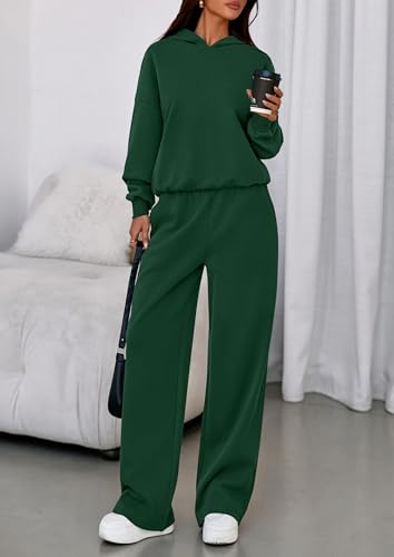 PRETTYGARDEN Womens Sweatsuits 2 Piece Set 2026 Casual Winter Long Sleeve Hoodie Loose Wide Leg Sweatpants Fall Tracksuit