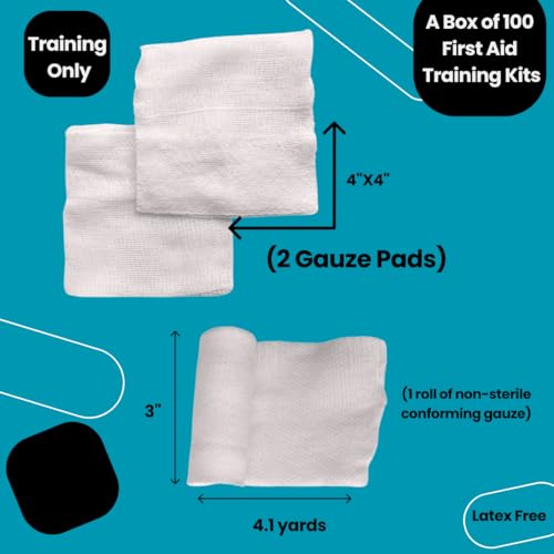 MCR Medical Box of 100 First Aid Training Kits, Basic