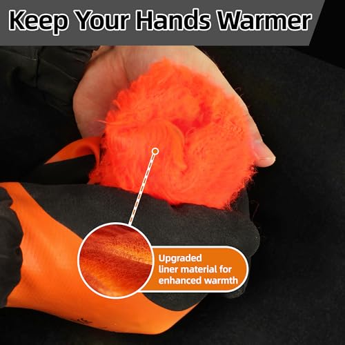 Schwer 2 Pairs 100% Waterproof Winter Work Gloves, ANSI A2 Cut Resistant Freezer Gloves for Outdoor Cold Weather Keep Hand...