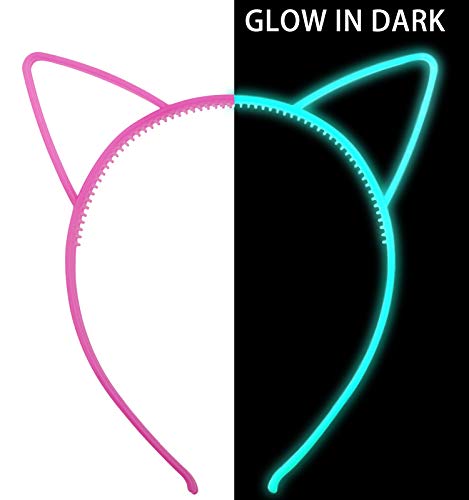 Suyegirl Glow in The Dark Party Supplies Cat Ear Crown Heads for Birthday Party Halloween Party