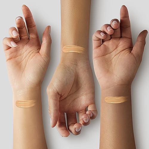 Glo Skin Beauty Luminous Liquid Mineral Foundation Makeup with SPF 18 (Almond) - Improves Uneven Skin Tone, Smooths & Corrects Imperfections, Sheer to Medium Coverage, Dewy Finish