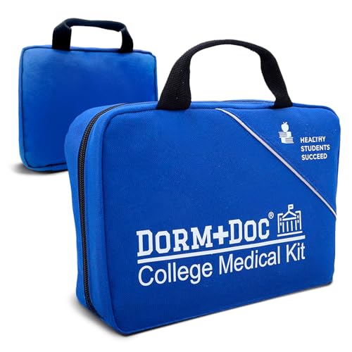 DormDoc College First Aid Kit – Compact Emergency Medical Kit for Dorm Rooms, School, Sports – with Bandages, OTC Medicine...