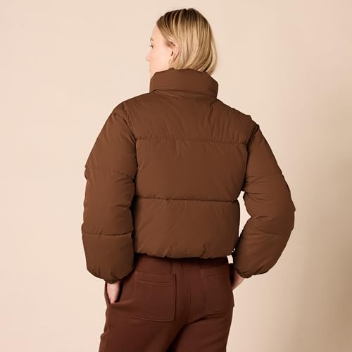 Amazon Essentials Womens Cropped Full-Zip Puffer Jacket (Quilted Matte or Sherpa Fleece)