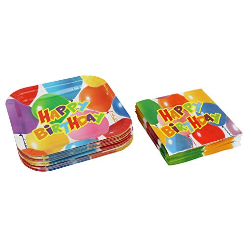 Iconikal 75-Count Happy Birthday Balloons Party Napkins, Dinner Size Disposable Paper Napkins