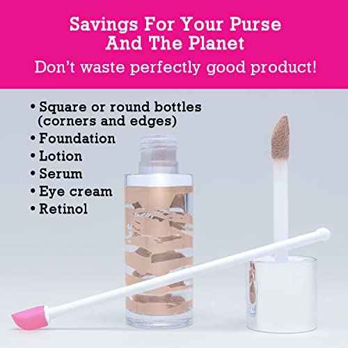 Spatty Lip Gloss and Mini Makeup Spatula (6 Inch Pink combo pack) Shark Tank Mom Made Scrapes Last Drop of Lipstick, Foundation, Lotion, Cosmetics, Beauty Products With Two Unique Spatula Head Sizes