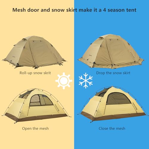 BISINNA 4 Season Tent for Backpacking Winter Tents 2 Person Lightweight Cold Weather Tents Waterproof Double Layer All Sea...