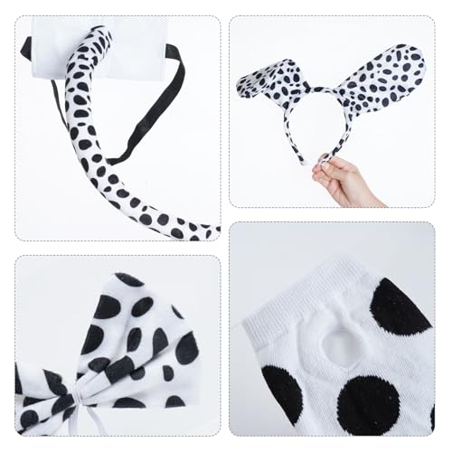 cnomg Dalmatian Costume 101 Days of School Costume Animal Costumes Kit Headband Nose Bow Tie Tail Tutu Skirt for Cosplay A...