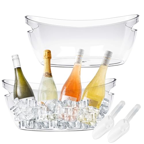 Ice Buckets for Parties, Ice Bucket 2 Pcs Acrylic Champagne Beverage with 2 Ice Bucket Scoop for Champagne Beer Sparkling ...