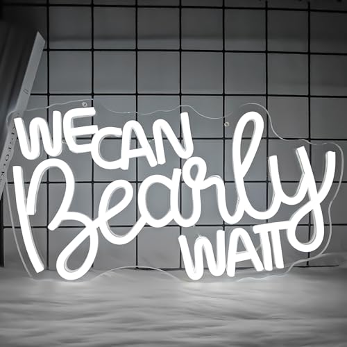 We Can Bearly Wait Neon Sign Dimmable Baby Shower Led Neon Light for Wall Decor, We Can Barely Wait Decorations Backdrop f...