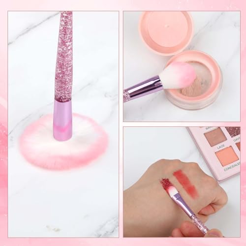 10 PCS Glitter Crystal Makeup Brush Set Cute Makeup Brushes Bling Professional Concealer Eye Shadow Eyeliner Blush Lip Ble...