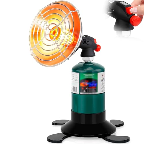 Portable Propane Heater for Camping, Outdoor Space Tent Heater, Cordless Patio Heaters with Self Igniter, Control Valve, F...