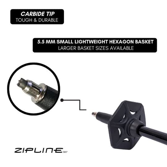 Zipline Lollipop 14.0 Graphite Carbon Composite Ski Poles – Lightweight, Durable, All-Mountain – Ergonomic Grip, Vibration...