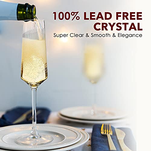 Generic Chouggo Champagne Flutes Set of 6 Hand Blown Crystal Champagne Glasses Hand Crafted by Artisans Premium Crystal Gi...