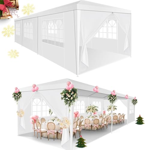 HOTEEL 10x30 Party Tent Outdoor Canopy Tent with Removable Sidewalls, White Tents for Parties Waterproof for Carpas Gazebo...