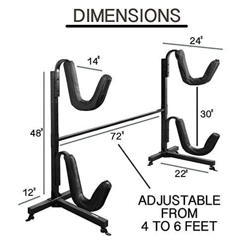 GREAT WORKING TOOLS Kayak Rack - Double Kayak Stand, Heavy Duty Paddleboard and Kayak Accessories, Freestanding or Floor M...