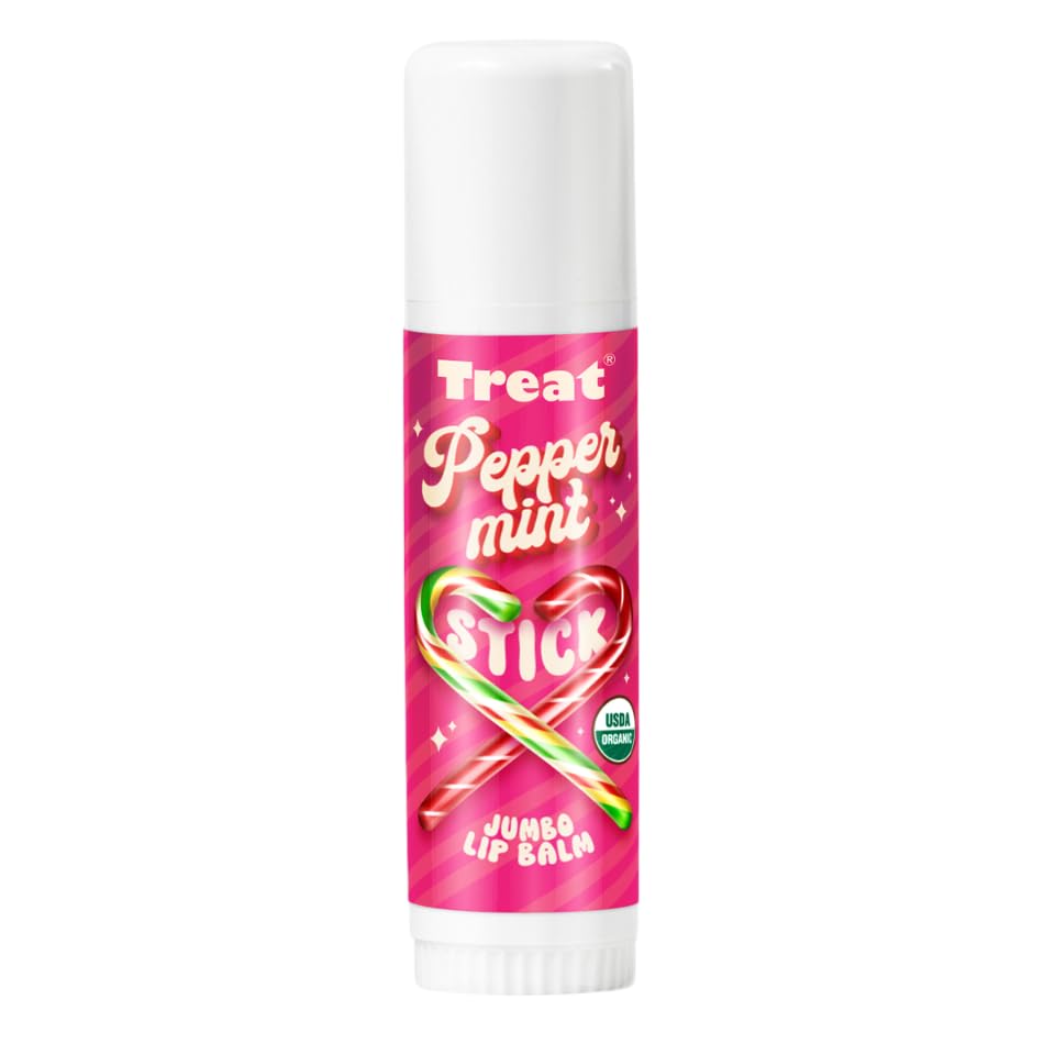 TREAT Jumbo Lip Balm - Peppermint Stick Jumbo Lip Balm, Organic & Cruelty Free (.50 OZ)