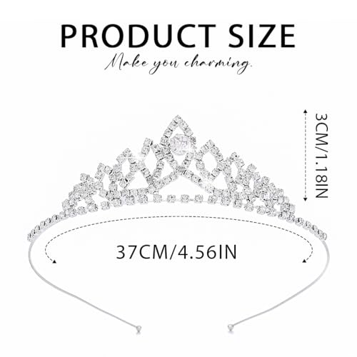 Kilshye Rhinestone Tiara Headband Silver Crystal Princess Tiaras Birthday Crown Headdress for Girls