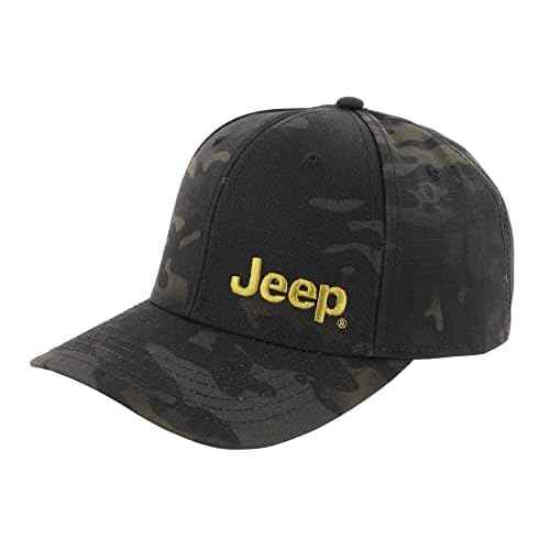 Jeep Officially Licensed Black Camo Hat | Structured Snapback Cap for Men | Ripstop Fabric