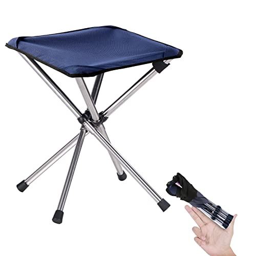 KOKSRY Portable Stool, 13.8 Inch High & 1.32 lbs Small Folding Chair, Telescopic Compact Foldable Stool with Carry Bag for...