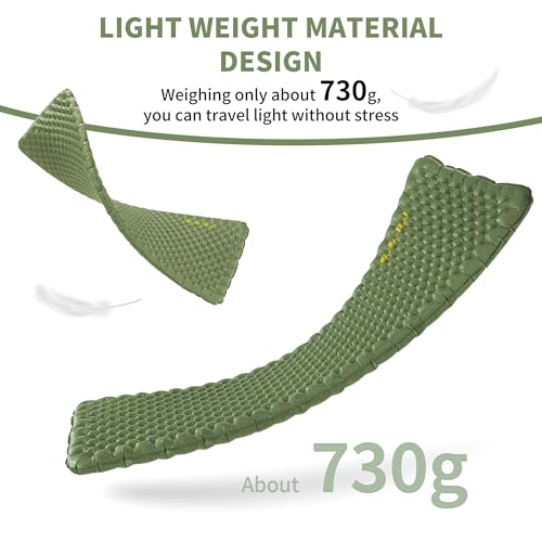 Naturehike 25oz Ultralight Sleeping Pad, Insulated Inflatable Sleeping Pad 4.6R, Lightweight Sleeping Mat for Camping, Hik...
