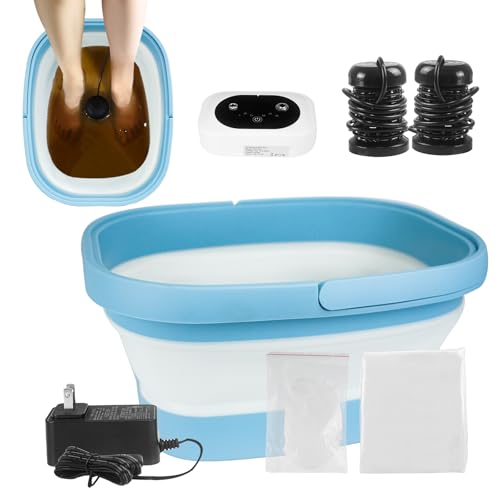 Ionic Foot Bath Detox Machine, Ionic Foot Spa to Remove Toxins with 2 Arrays, 80 Disposable Foot Bath Liners, Detoxification Sea Salt, Folding Bathtub, Gift for Women & Men
