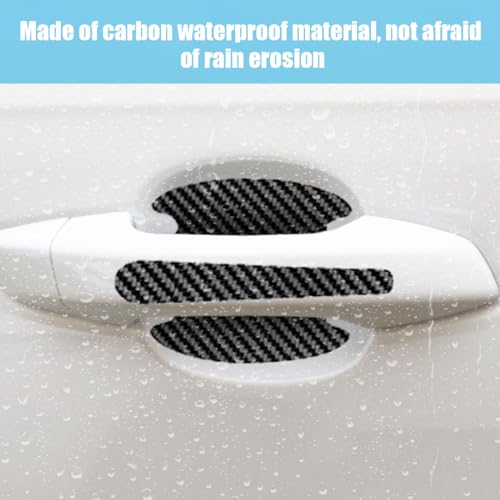 8PCS Car Door Handle Scratch Protectors, Carbon Fiber Car Door Handle Bowl Sticker, Universal Auto Doors Handles Paint Gua...