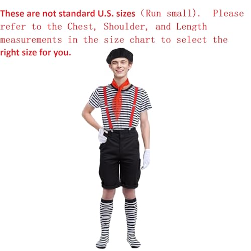 mifengda Woman Mime Costume Halloween Adult Men French Mime Artist Costume Outfit Accessories for Dress Up Cosplay Party