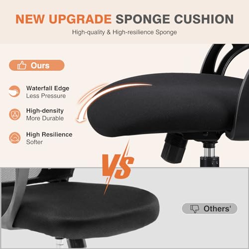Sweetcrispy Office Computer Desk Chair, Ergonomic High-Back Mesh Rolling Work Chairs with Wheels and Adjustable Headrests,...