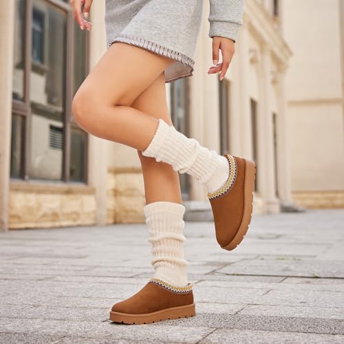 Lurnyet Women's Slippers Platform Mini Boots Anti-Slip Short Ankle Boot Faux Fur Sneakers Winter Cozy Warm House Shoes Ind...