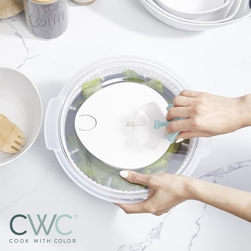COOK WITH COLOR Collapsible Salad Spinner - 4 QT Space Saving Lettuce Dryer with Folding Collapsible Colander Great for Wa...