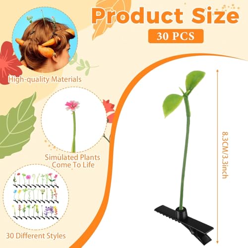 50PC MIXED Bean Sprout Hair Clips Pack Little Leaf Leaves Rave Plur Festival EDM Concert Flower Grass Cute Small Straight ...