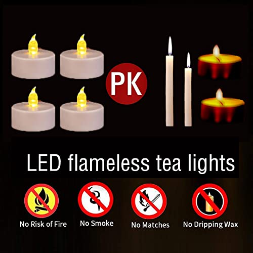 Nancia Tea Lights, 50PACK Flameless LED Tea Lights Candles, Flickering Warm Yellow, 200 Hours Battery-Powered Tea Light, I...