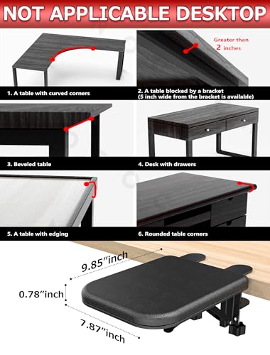 NODOCA Arm Rest for Desk, Ergonomics Wrist Rest, Desk Extender, Soft Sponge Built-in, Comfortable Arm Support for Desk, Fo...